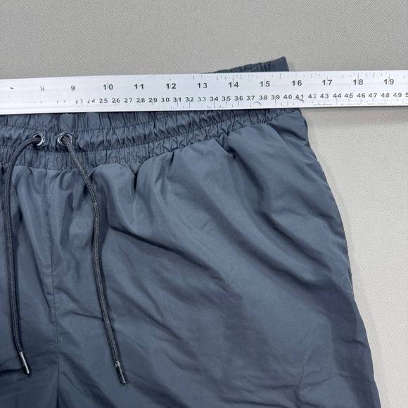 Y2K Nike Track Pants Men's Large Black Big Swoosh Logo Patch Drawstring - Picture 3 of 5